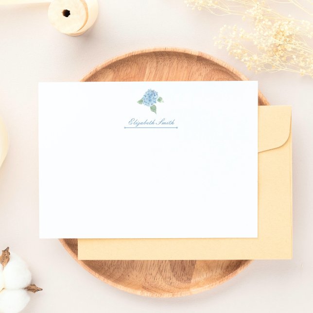 Elegant Blue Hydrangea Watercolor Personalized Card (Creator Uploaded)