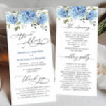 Elegant Blue Hydrangea Wedding Ceremony Program<br><div class="desc">Elegant Watercolor Eucalyptus Wedding Ceremony Program. Use the template fields to add your ceremony and bridal party information,  and then click "Customize It" to reposition elements if needed. Need help? Contact me via the "Ask this Designer" link on this page.</div>