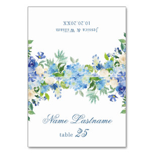 Elegant Blue Hydrangea Wedding Escort Card