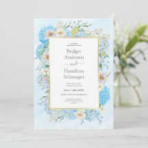 Elegant Blue Hydrangea Wedding Invitation