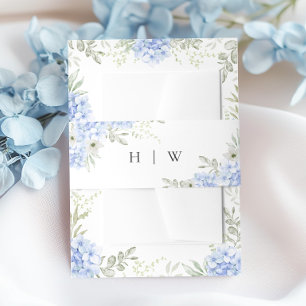 Elegant Blue Hydrangea Wedding Invitation Belly Band