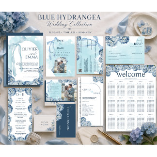 Elegant Blue Hydrangea Wedding Seating Chart