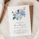 Elegant Blue Hydrangea | White The Wedding Of Invitation<br><div class="desc">This elegant blue hydrangea white wedding invitation is perfect for a spring or summer wedding. The classic floral design features soft powder blue watercolor hydrangeas accented with neutral blush pink flowers and green leaves.</div>