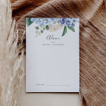 Elegant Blue Hydrangea | White Wedding Advice Card<br><div class="desc">This elegant blue hydrangea white wedding advice card is perfect for a spring or summer wedding and can be used for any event. The classic floral design features soft powder blue watercolor hydrangeas accented with neutral blush pink flowers and green leaves. These advice cards can be used as a guestbook...</div>