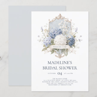 Elegant Blue Hydrangeas Bridal Shower Invitation