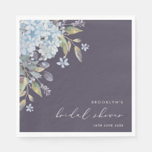 Elegant Blue Hydrangeas Navy Bridal Shower Napkin