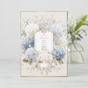 Elegant Blue Hydrangeas Vintage Wedding Invitation