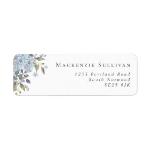 Elegant Blue Hydrangeas Watercolor Return Address