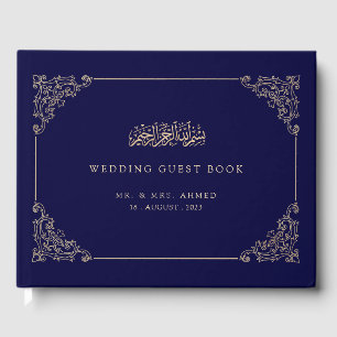 Elegant Blue Islamic Muslim Wedding Guest Book