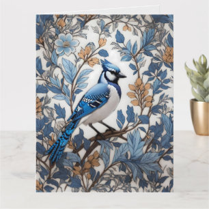 Elegant Blue Jay William Morris Inspired Card