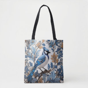 Elegant Blue Jay William Morris Inspired Tote Bag