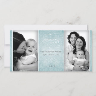 Elegant Blue "Joyeux Noël" photo card