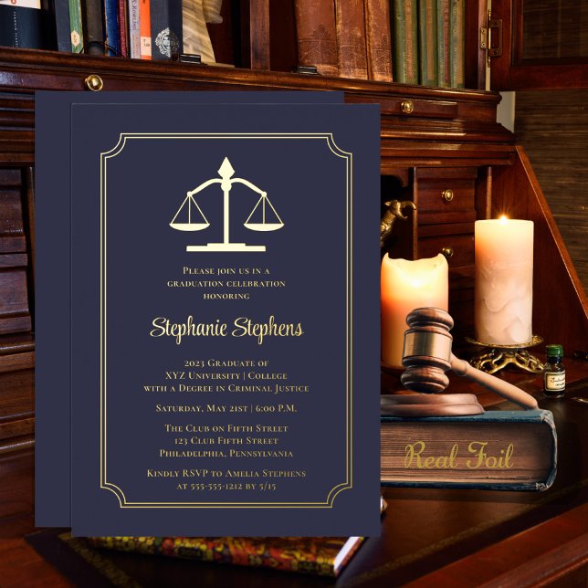 Elegant Blue Law Attorney Graduation Party (Creator Uploaded)