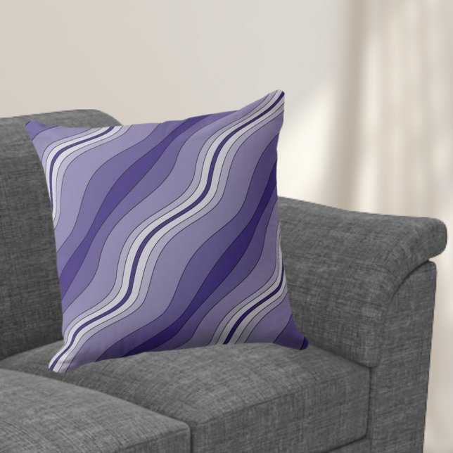 Elegant Blue Layered Lines Pattern Throw Pillow (Elegant Blue Layered Lines Pattern Throw Pillow)
