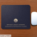 Elegant Blue Leather Luxury Gold Logo Mouse Pad<br><div class="desc">Add a touch of sophistication to your workspace with this elegant blue leather print mouse pad featuring a luxurious gold logo. Perfect for small businesses or companies looking to elevate their branding, this mouse pad is made from high-quality materials and provides a smooth surface for precise mouse movements. The gold...</div>