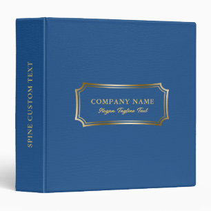 Elegant Blue Leather Texture Gold Text Frame Binder