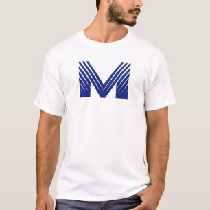 Elegant Blue Line Letter M T-Shirt