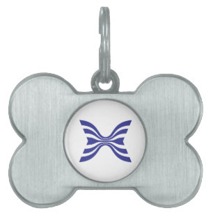 Elegant Blue Line Letter X Monogram Pet ID Tag