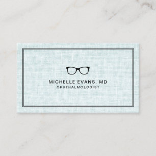 Elegant Blue Linen Ophthalmologist Professional Business Card