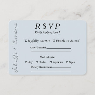 Elegant Blue Linen RSVP with Entree Selection Card