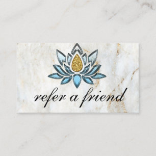 Elegant Blue Lotus Marble  Referral Card