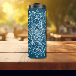 Elegant Blue Mandala Floral  Thermal Tumbler