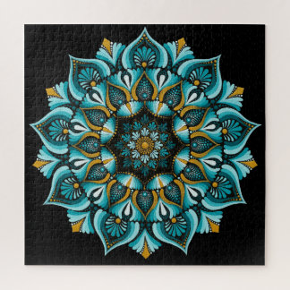 Elegant Blue Mandala | Sacred Geometry Boho | Zen Jigsaw Puzzle