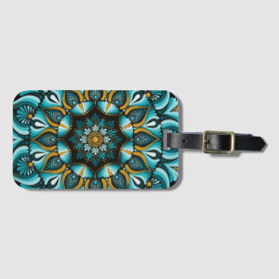 Elegant Blue Mandala   Sacred Geometry Boho   Zen Luggage Tag