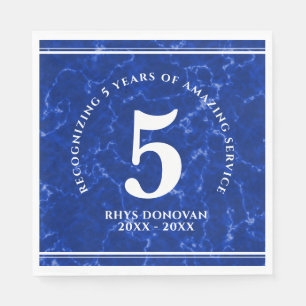 Elegant Blue Marble 5 Years Work Anniversary Napkin