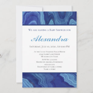 Elegant Blue Marble Agate Baby Shower