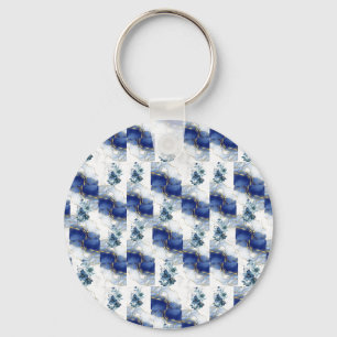 Elegant Blue Marble Keychain