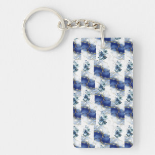 Elegant Blue Marble Keychain