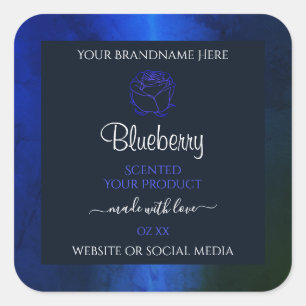 Elegant Blue Marble Pattern Floral Product Labels