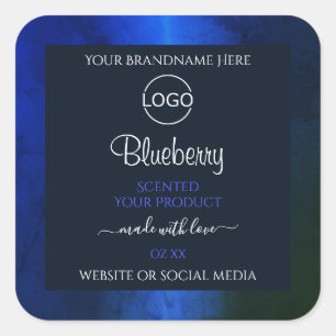 Elegant Blue Marble Pattern Product Label Add Logo