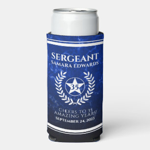 Elegant Blue Marble Police Officer Retirement Seltzer Can Cooler