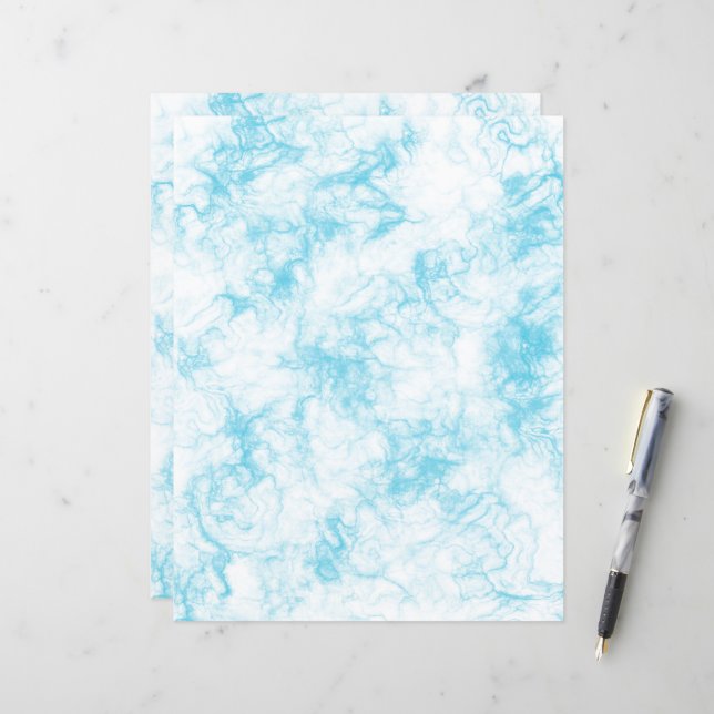 Elegant Blue Marble Scrapbooking Paper (Front/Back In Situ)