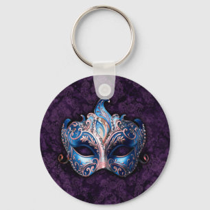Elegant Blue Masquerade Mask Keychain