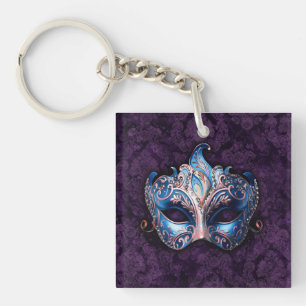 Elegant Blue Masquerade Mask Keychain