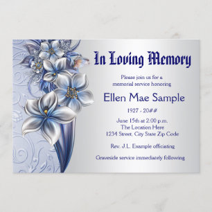 Elegant Blue Memorial Service Announcements