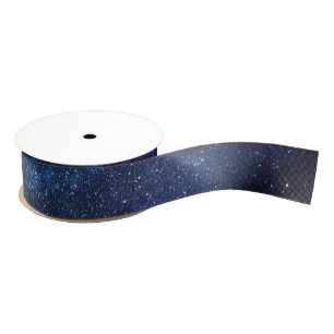 Elegant Blue Milkyway Galaxy Texture Grosgrain Ribbon