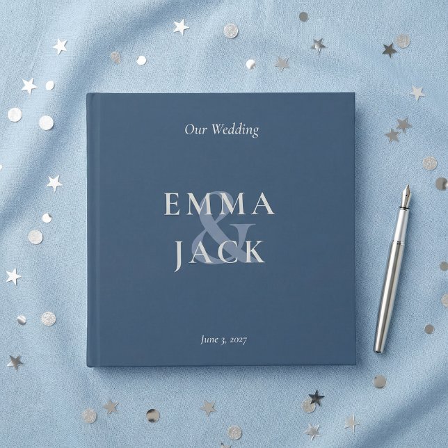 Elegant Blue Minimalist ampersand Wedding  Guest Book (Elegant Blue Minimalist ampersand Wedding Guest Book)