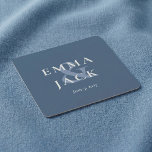 Elegant Blue Minimalist ampersand Wedding  Square Paper Coaster<br><div class="desc">Elegant navy blue background with modern serif lettering and a soft grey ampersand monogram overlay for a refined couple name look. The minimalist style feels classic and sophisticated, ideal for weddings and engagement parties. Cool toned navy and grey create a timeless, formal mood that pairs well with contemporary or traditional...</div>