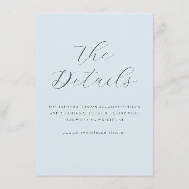Elegant Blue Minimalist Calligraphy Enclosure Card (Front)