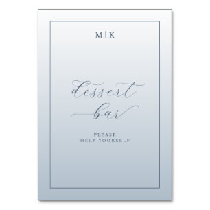 Elegant Blue Minimalist Dessert Bar Sign Table Number