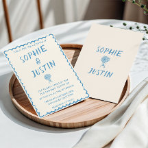 Elegant Blue Minimalist Hand Drawn Wedding