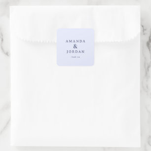 Elegant Blue Minimalist Names Square Sticker