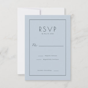 Elegant Blue Minimalist RSVP Card