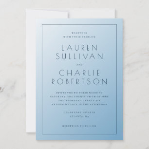 Elegant Blue Minimalist Wedding Invitation
