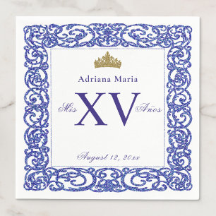 Elegant Blue Mis XV Quinceanera Napkins