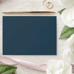 Elegant Blue Modern Gold Script Minimalist Wedding Envelope